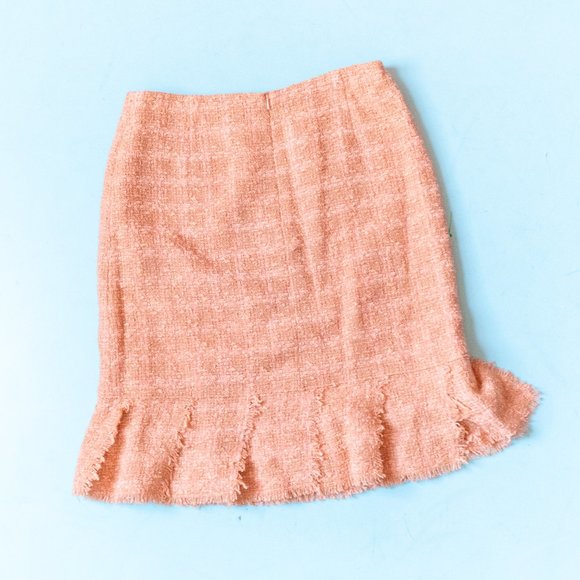 Rickie Freeman for Teri Jon Peach Tweed Knit Fringe Trim Skirt Suit Set Size 6 - Picture 16 of 16